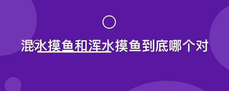混水摸鱼和浑水摸鱼到底哪个对