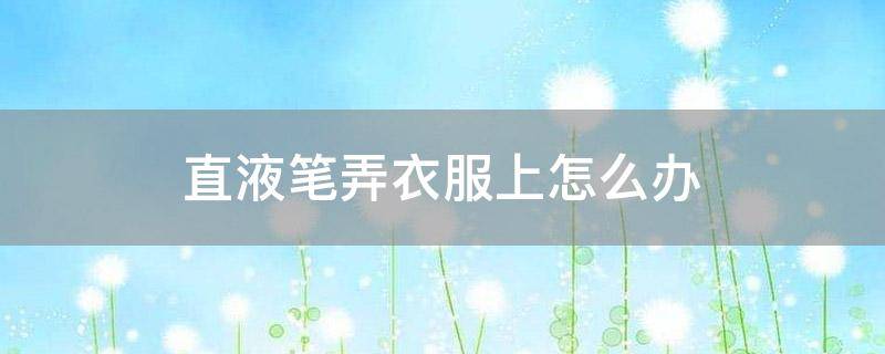 直液笔弄衣服上怎么办