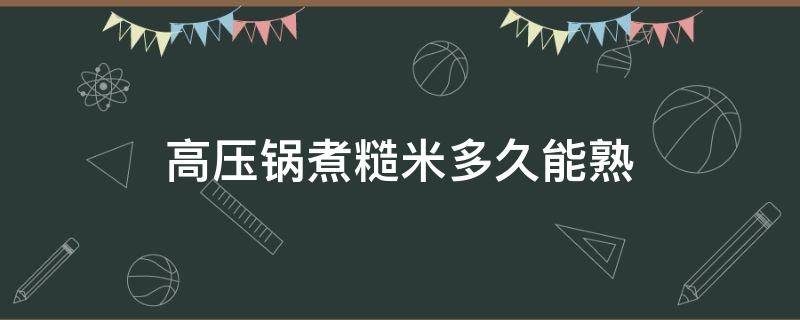 高压锅煮糙米多久能熟