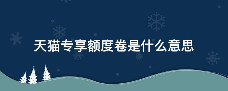 天猫专享额度卷是什么意思