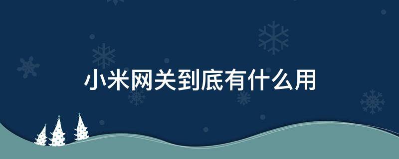 小米网关到底有什么用