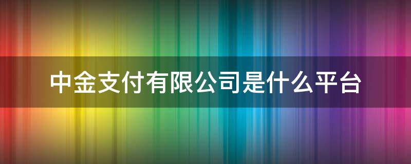 中金支付有限公司是什么平台