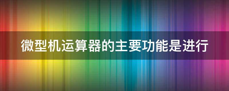 微型机运算器的主要功能是进行