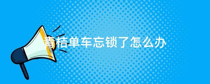 青桔单车忘锁了怎么办