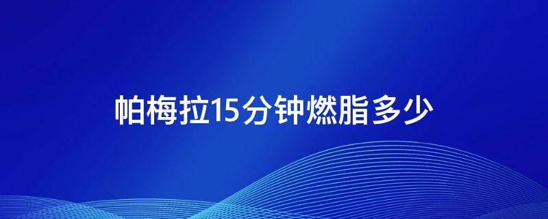 帕梅拉15分钟燃脂多少