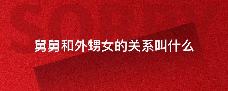 舅舅和外甥女的关系叫什么？