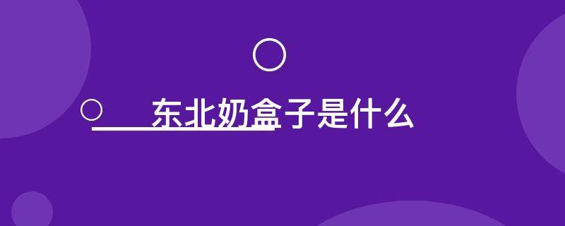 东北奶盒子是什么