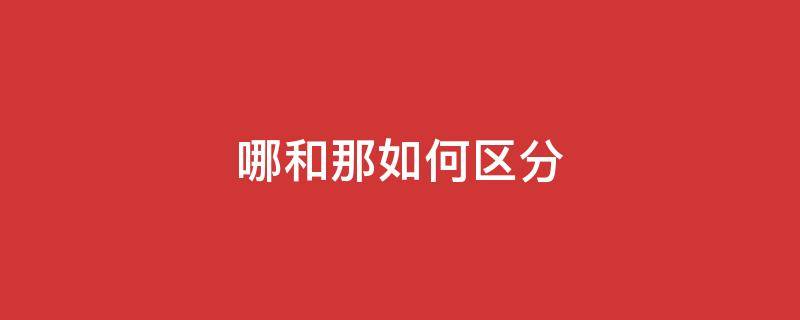 哪和那如何区分
