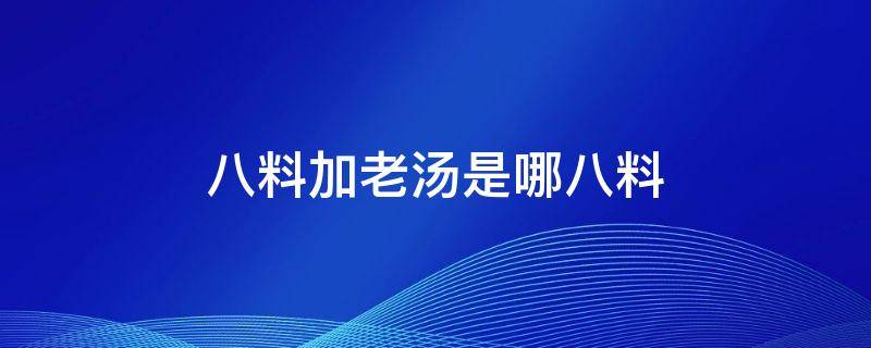 八料加老汤是哪八料