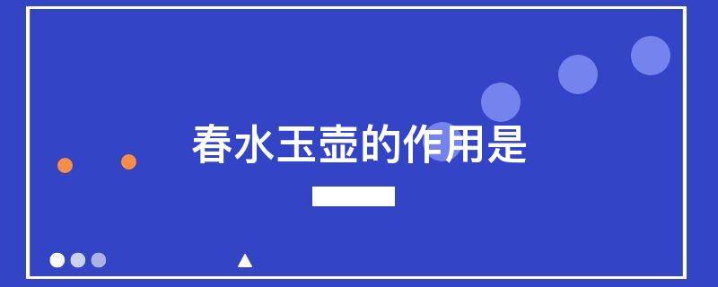 春水玉壶的作用是