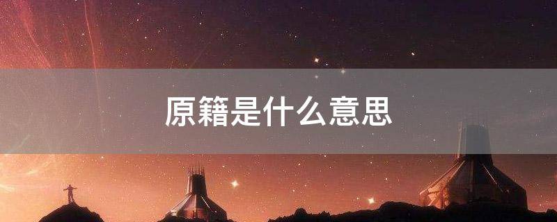 原籍是什么意思