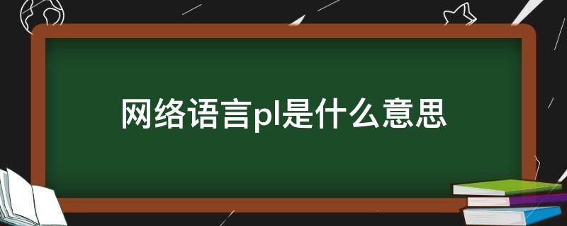 网络语言pl是什么意思