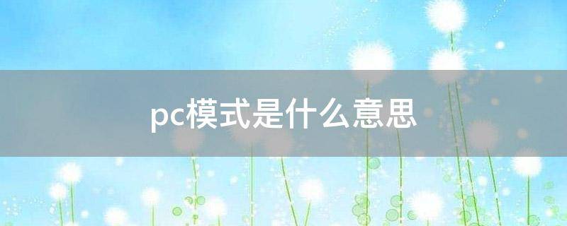 pc模式是什么意思