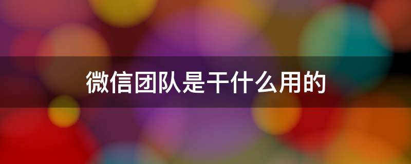 微信团队是干什么用的