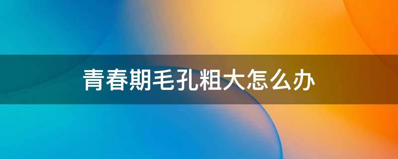 青春期毛孔粗大怎么办