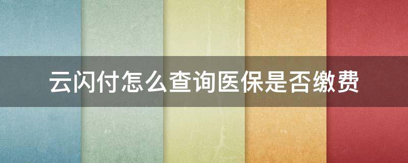 云闪付怎么查询医保是否缴费