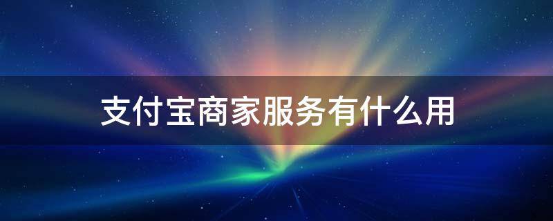 支付宝商家服务有什么用