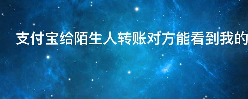 支付宝给陌生人转账对方能看到我的名字吗