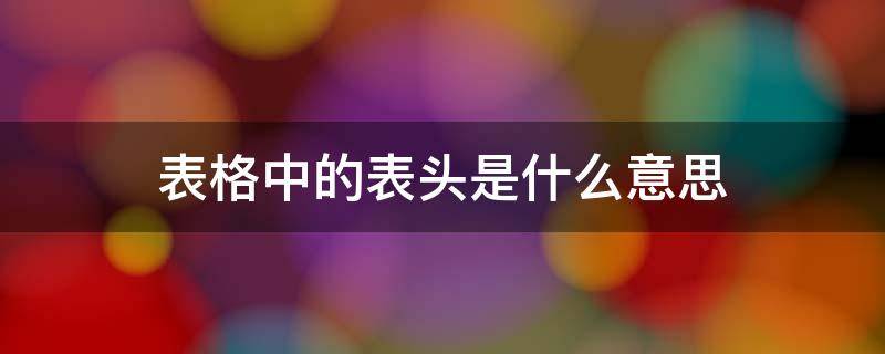 表格中的表头是什么意思