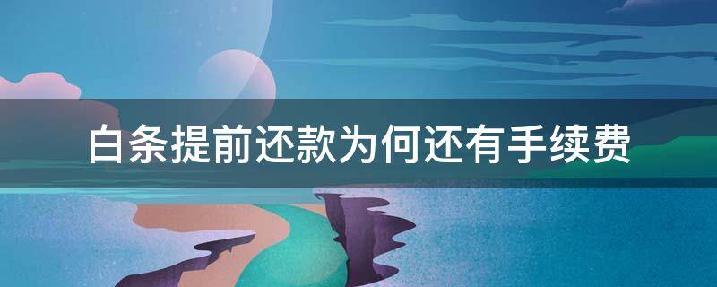 白条提前还款为何还有手续费