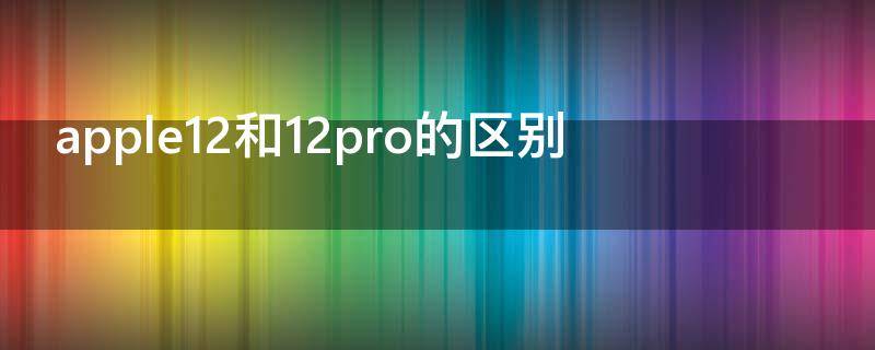 apple12和12pro的区别