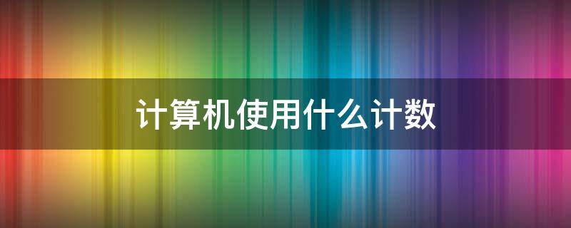 计算机使用什么计数