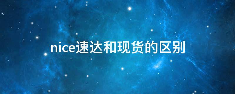 nice速达和现货的区别