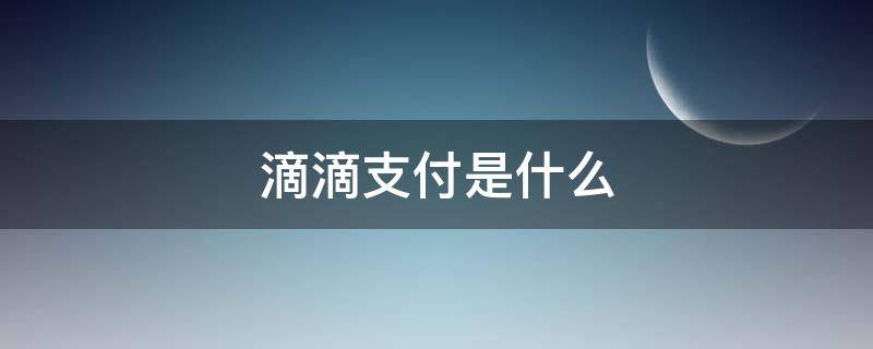 滴滴支付是什么