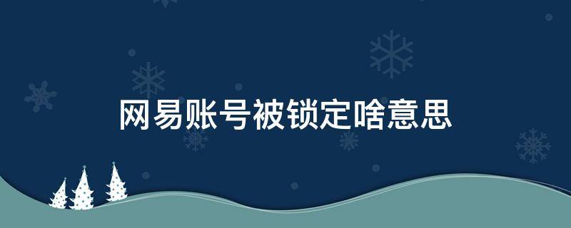 网易账号被锁定啥意思