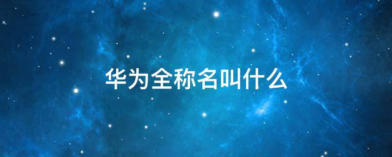 华为全称名叫什么