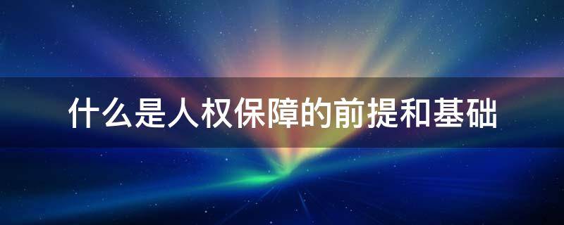 什么是人权保障的前提和基础