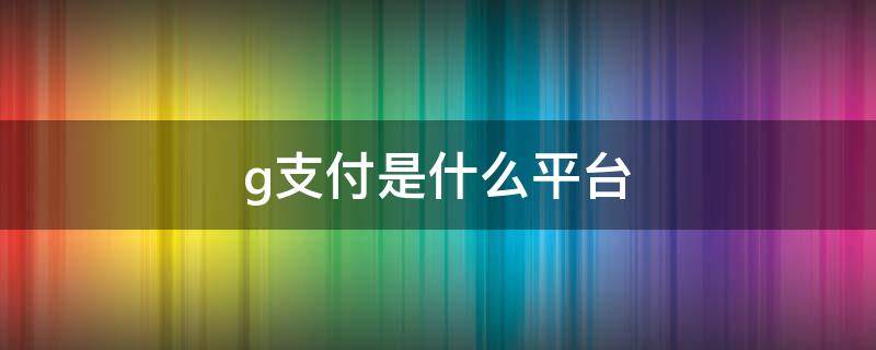 g支付是什么平台