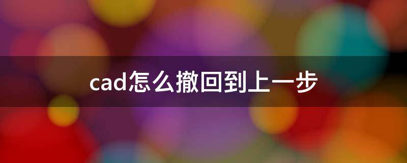 cad怎么撤回到上一步