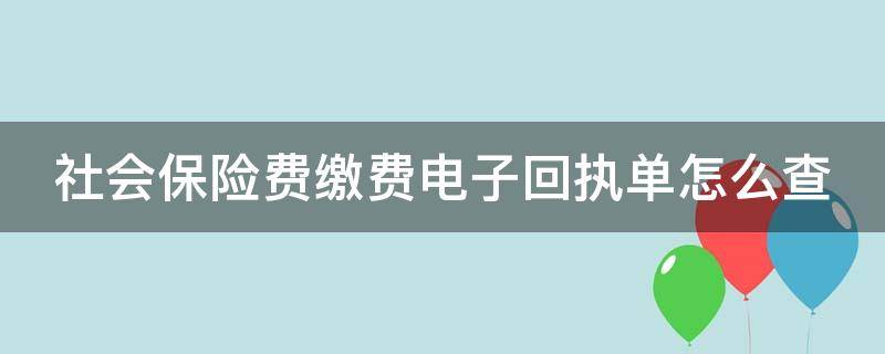社会保险费缴费电子回执单怎么查