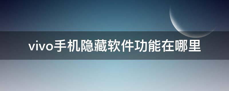 vivo手机隐藏软件功能在哪里