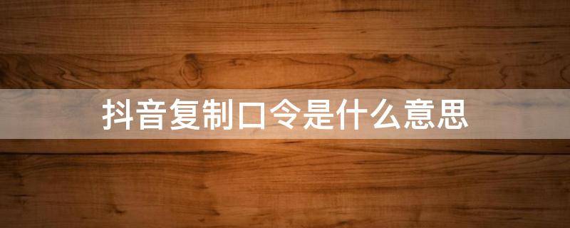 抖音复制口令是什么意思