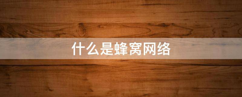 什么是蜂窝网络