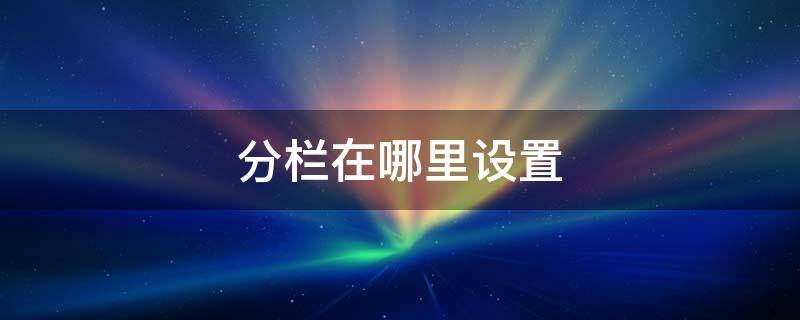 分栏在哪里设置