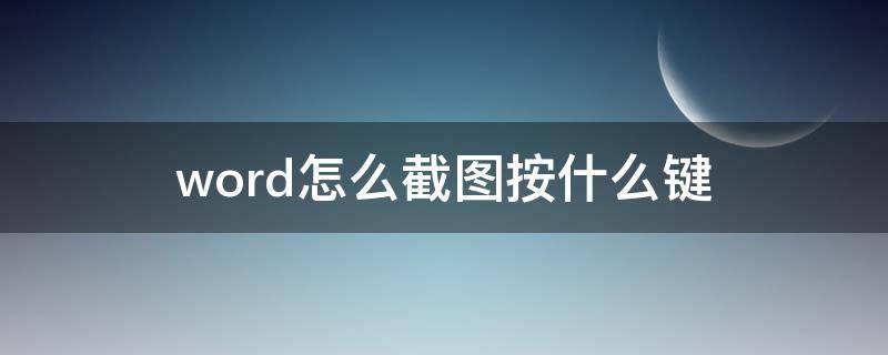 word怎么截图按什么键