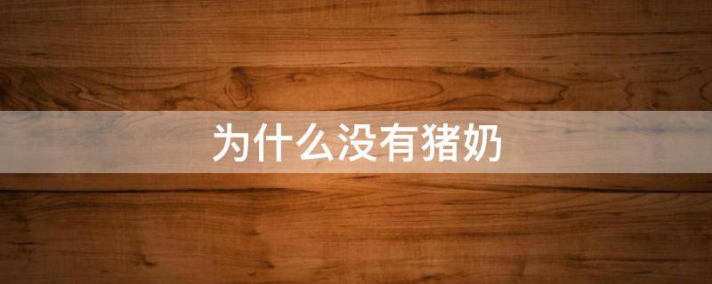 为什么没有猪奶