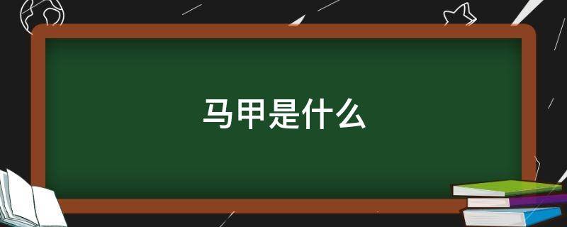 马甲是什么