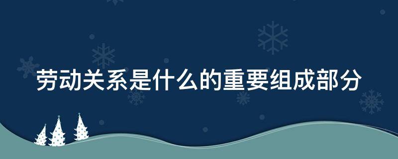 劳动关系是什么的重要组成部分
