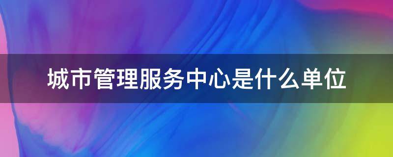 城市管理服务中心是什么单位