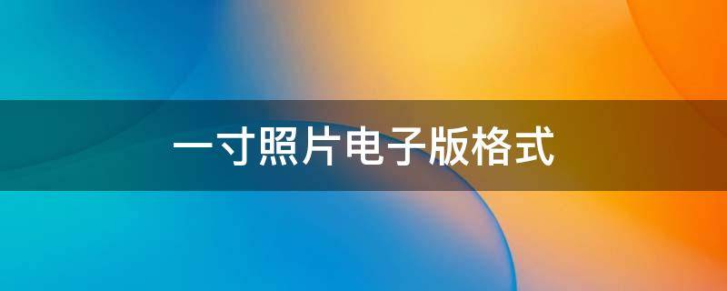 一寸照片电子版格式