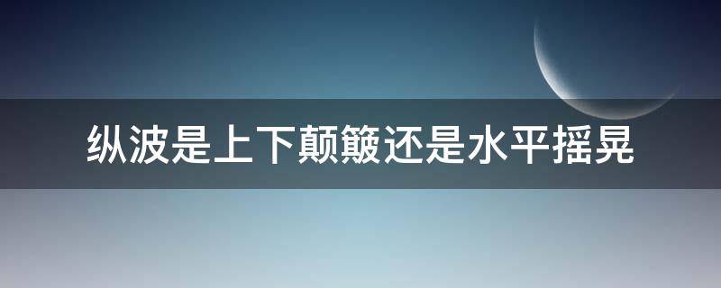 纵波是上下颠簸还是水平摇晃