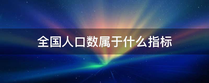 全国人口数属于什么指标