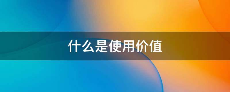 什么是使用价值