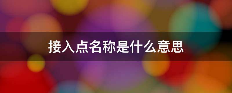 接入点名称是什么意思