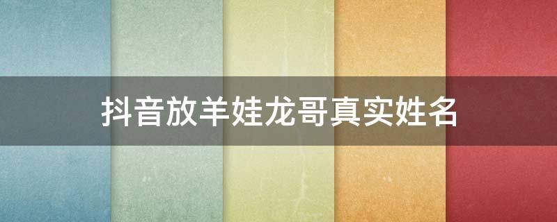 抖音放羊娃龙哥真实姓名