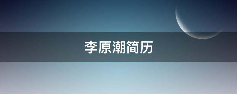 李原潮简历